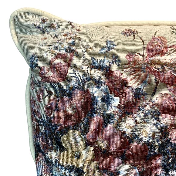 Vintage Spring Tapestry Throw Pillow With Floral & Rustic Design Watering Can - Picture 2 of 8